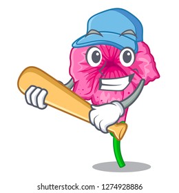 Playing baseball petunia flowers on cartoon home page