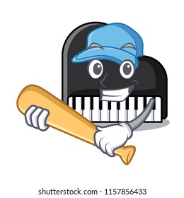Playing baseball piano character cartoon style