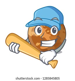 Playing baseball planet mercury above the sky cartoon