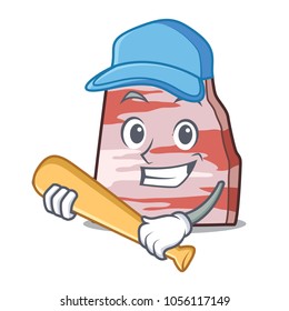 Playing baseball pork lard character cartoon