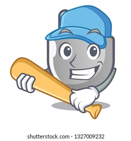 Playing baseball power plug stuck the cartoon wall