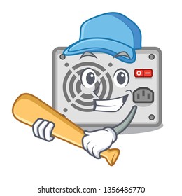 Playing baseball power supply isolated in the cartoon