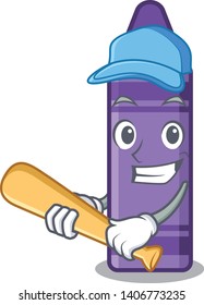Playing baseball purple crayon above the cartoon book