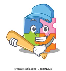 Playing baseball puzzle character cartoon style