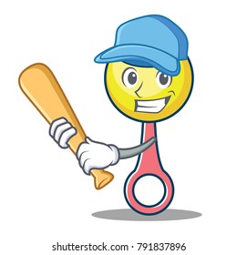 Playing baseball rattle toy character cartoon
