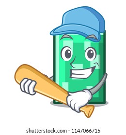 Playing baseball rectangle character cartoon style