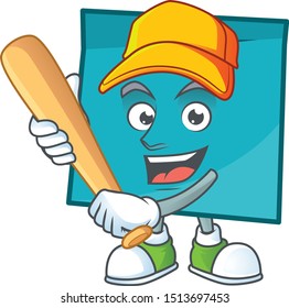 Playing baseball rectangle sticker paper cartoon for work.