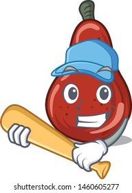 Playing baseball red pears in the character shape