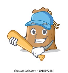 Playing baseball sack character cartoon style