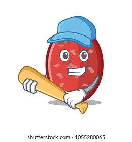 Playing baseball salami character cartoon style