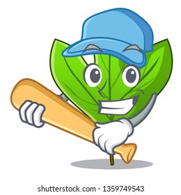 Playing baseball sassafras leaf isolated in the character