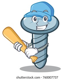 Playing baseball screw character cartoon style
