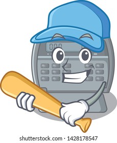 Playing baseball security alarm isolated in the cartoon
