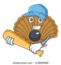 Playing baseball shell with pearl character cartoon