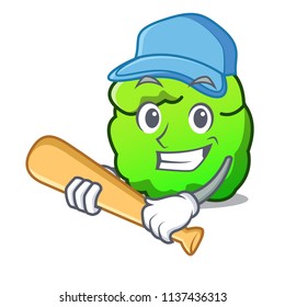 Playing baseball shrub character cartoon style