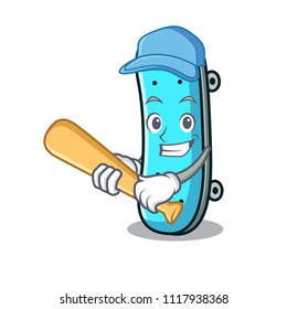 Playing baseball skateboard character cartoon style
