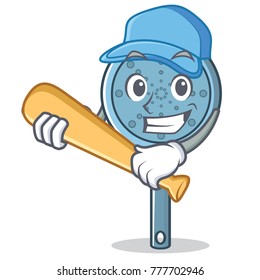 Playing baseball skimmer utensil character cartoon