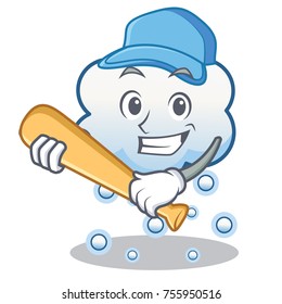 Playing baseball snow cloud character cartoon