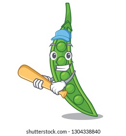 Playing baseball snow pea above mascot wood table
