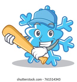 Playing baseball snowflake character cartoon style