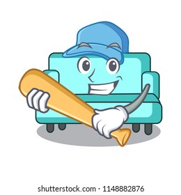Playing baseball sofa character cartoon style