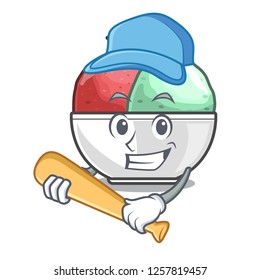 Playing baseball sorbet ice cream in cup cartoon