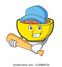 Playing baseball soup union character cartoon