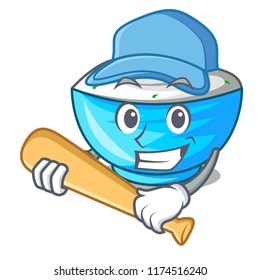 Playing baseball sour cream in a glass bowl cartoon