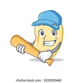 Playing baseball soy bean character cartoon