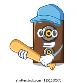 Playing baseball speaker character cartoon style