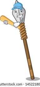 Playing baseball spear isolated with in the cartoon