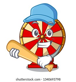 Playing baseball spinning wheel game the mascot shape