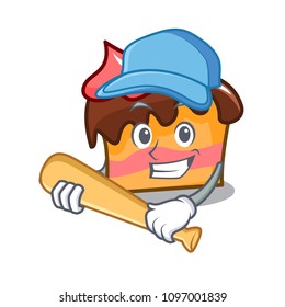 Playing baseball sponge cake character cartoon