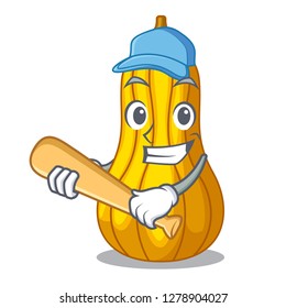 Playing baseball squash slices in a cartoon bowl
