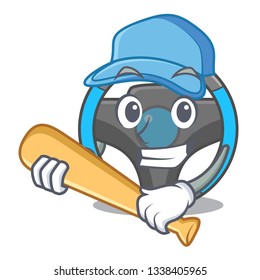 Playing baseball steering wheel isolated in the cartoon