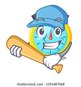 Playing baseball stopwatch in the cartoon shape funny