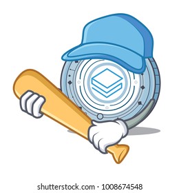 Playing baseball Stratic coin character cartoon
