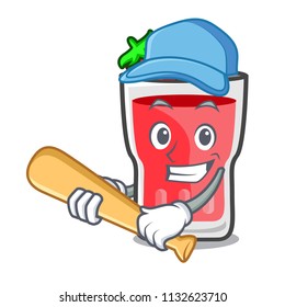 Playing baseball strawberry mojito character cartoon