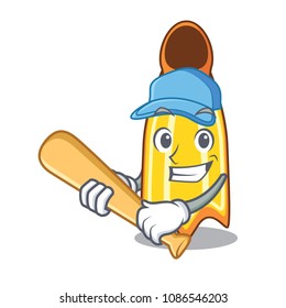 Playing baseball swim fin character cartoon