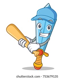 Playing baseball sword character cartoon style vector illustration