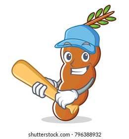 Playing baseball tamarind character cartoon style