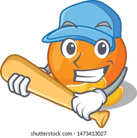 Playing baseball tangerine fruit slices on character plate