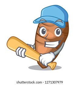 Playing baseball taro tuber in the shape cartoon