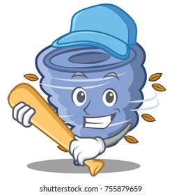 Playing baseball tornado character cartoon style