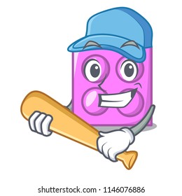 Playing baseball toy brick character cartoon