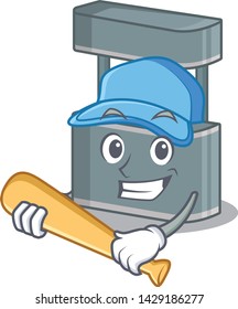 Playing baseball trade stand isolated in the cartoon