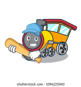 Playing baseball train character cartoon style