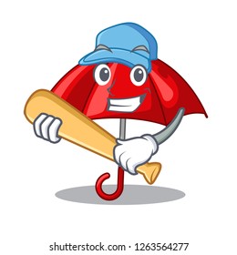 Playing baseball umbrella red in a character beautiful