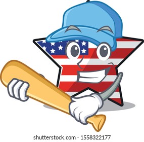 playing baseball usa star isolated with cartoon shape