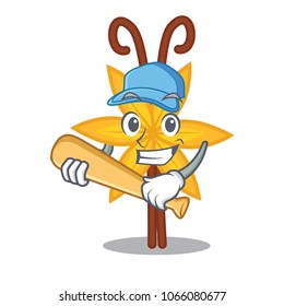 Playing baseball vanilla character cartoon style